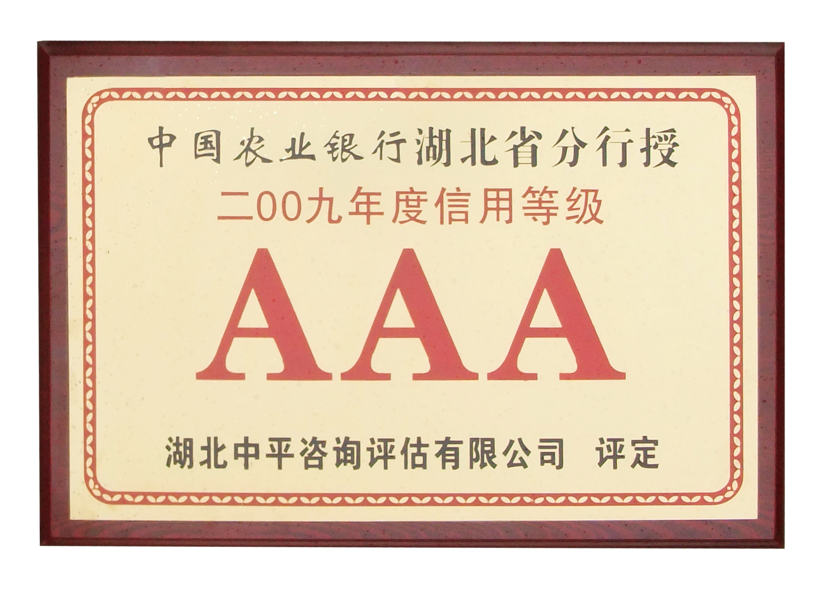 中國農(nóng)業(yè)銀授信等級AAA